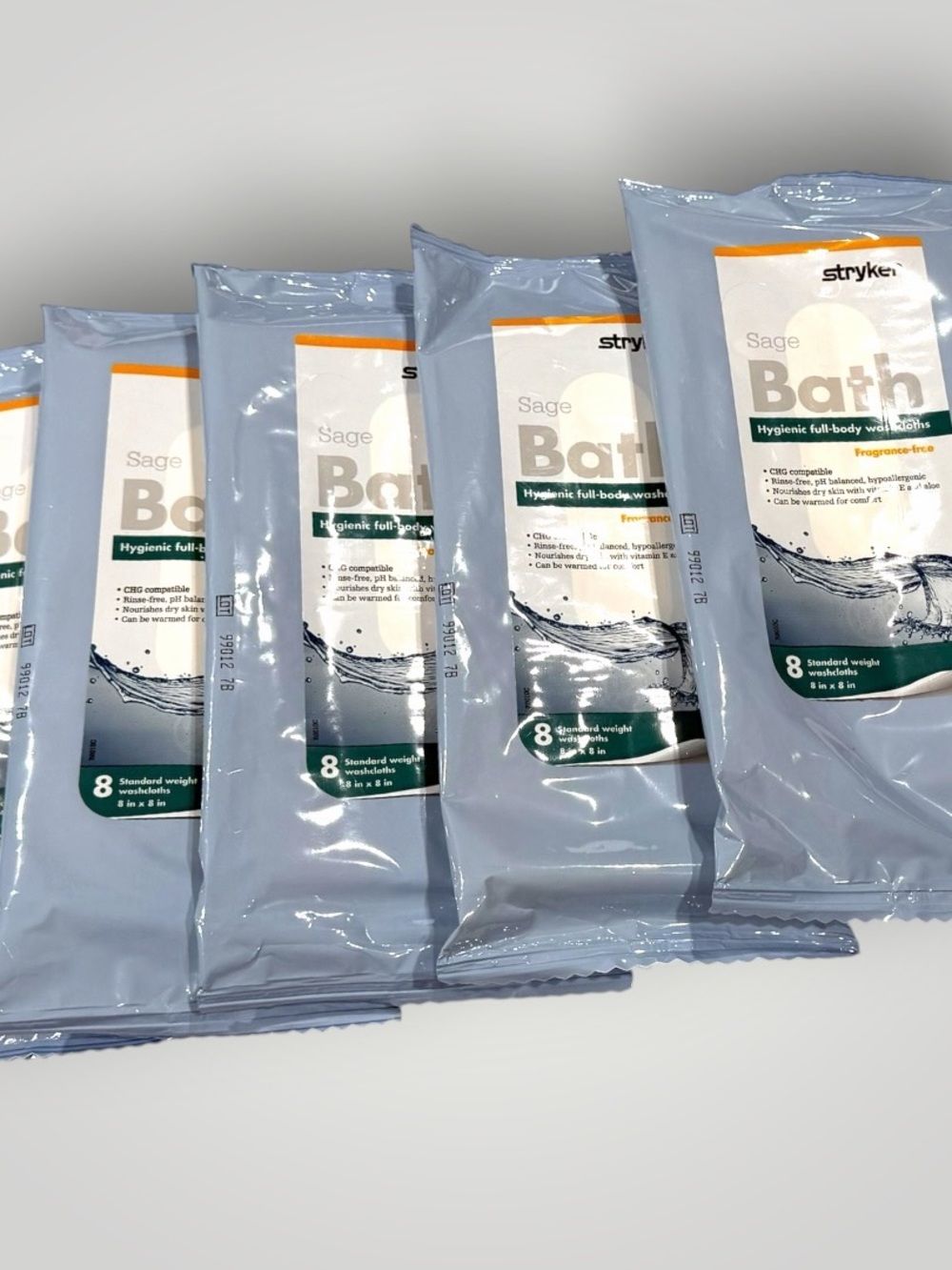 Stryker Sage Bath Hygienic Full-Body Washcloths Wipes - Pack of 8